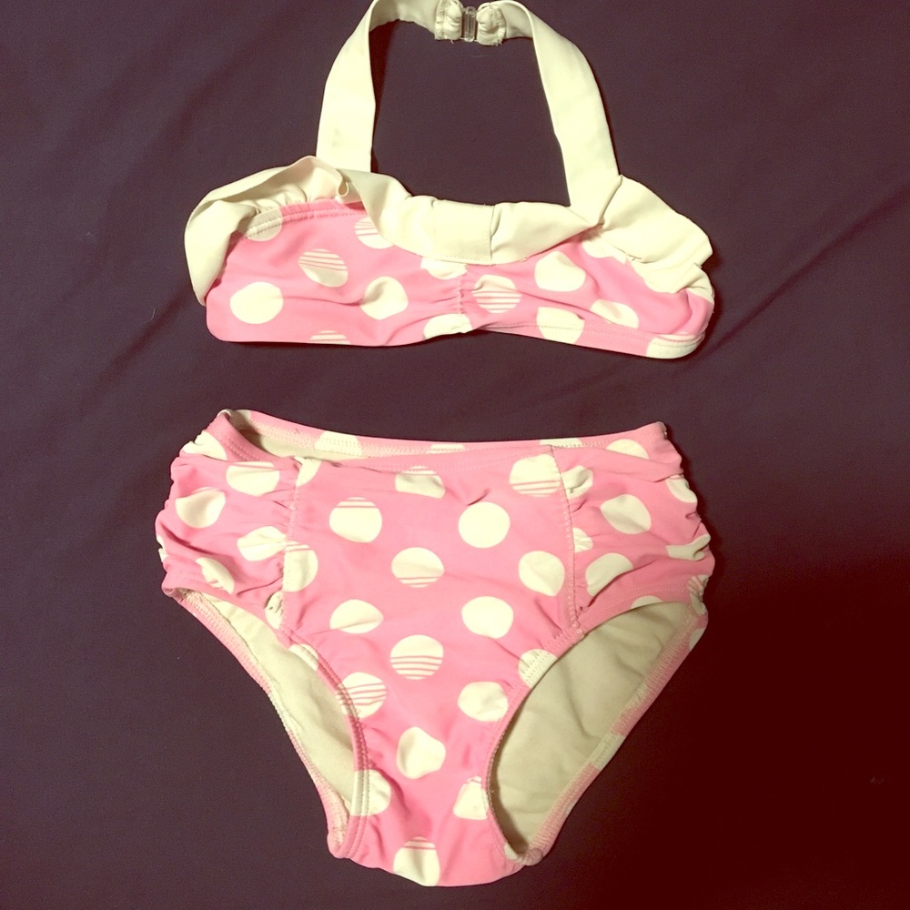 3T Girls Polka Dot Bikini High Waisted Retro Pink